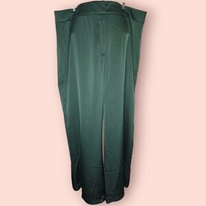 Tuckernuck Erin High-Rise Wide Leg Satin Trousers Green Size XXL Formal Chic